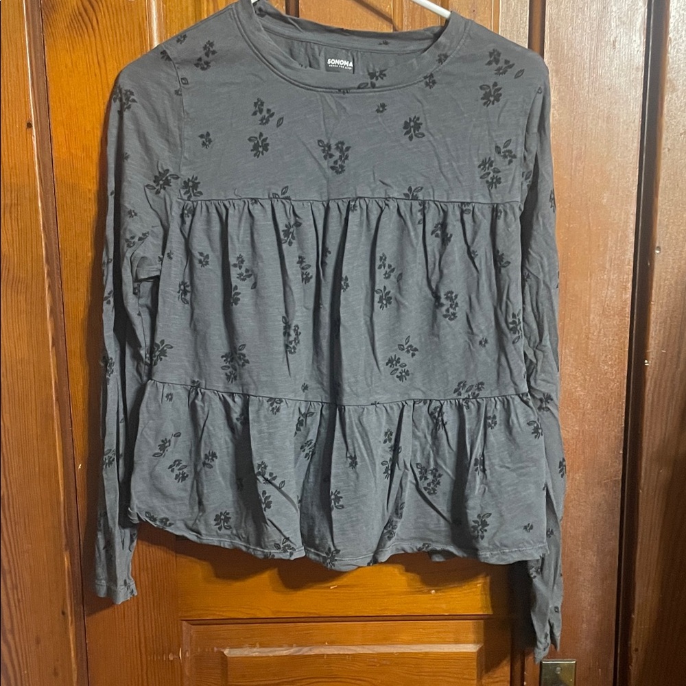 Sonoma Gray Floral Blouse
